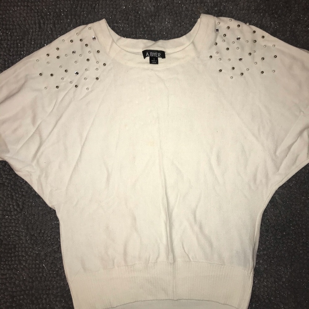white rhinestone sweater